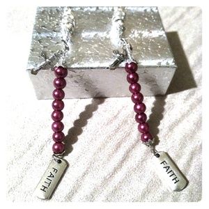 Long  handmade earrings, red earrings